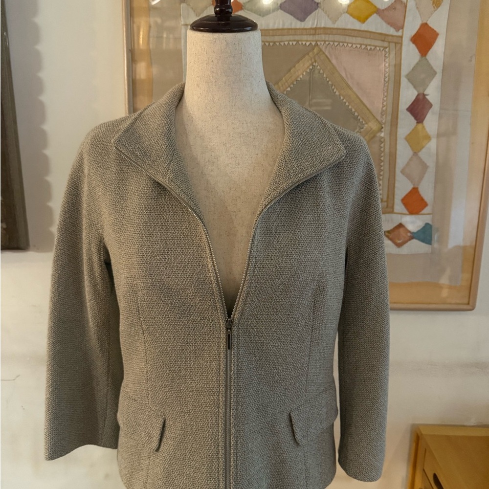 Lafayette 148 New York Brown Tweed Wool Solk Blend Jacket